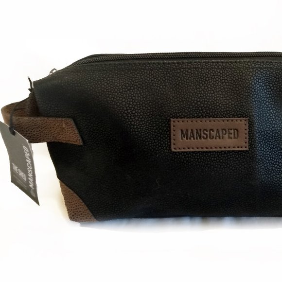 Manscaped "The Shed" Men's Travel PU Leather Black/Brown Accessories Bag-NWT - Picture 2 of 13